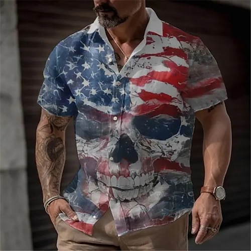 

Hombre Camisa camisa hawaiana Estampados Cosecha Águila Bandera estadounidense Cuello Vuelto Azul Piscina Beige Gris Exterior Calle Mangas cortas Estampado Ropa Moda Ropa de calle Design Casual