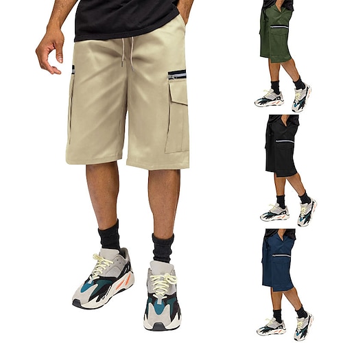 

Herren Cargo Shorts Kurze Hosen Shorts Kurze Hosen Lässige Shorts Tasche Glatt Komfort Atmungsaktiv Outdoor Täglich Ausgehen Modisch Strassenmode Schwarz Armeegrün