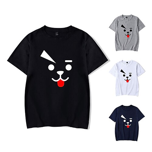 

Men's T shirt 3D Print Graphic Cartoon Print Short Sleeve Daily Tops Casual Cute White Black Navy Blue