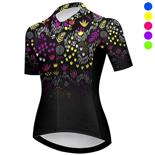 

21Grams Women's Cycling Jersey Short Sleeve Bike Top with 3 Rear Pockets Mountain Bike MTB Road Bike Cycling Breathable Moisture Wicking Quick Dry Reflective Strips Yellow Pink Blue Graphic Floral