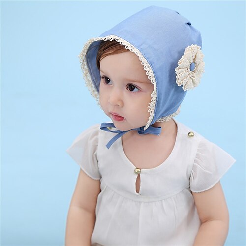 

Bébé / Bebê Para Meninas Ativo / Doce Diário Côr Sólida / Floral Estilo Floral Algodão Capéus e Bonés Azul Tamanho infantil