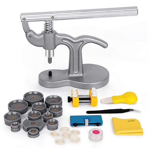 

Kit de reparo de relógio de 19 peças com moldes de encaixe de 18 mm a 50 mm para removedor de caixa traseira do relógio mais próximo e substituição da bateria