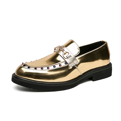 

Hombre Zapatos de taco bajo y Slip-On Negocios Clásico Casual Diario PU Transpirable Negro Dorado Verano