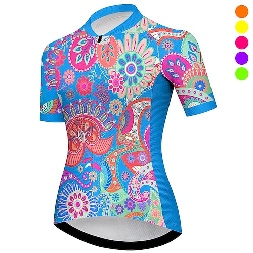 

21Grams Mulheres Camisa para Ciclismo Manga Curta Moto Blusas com 3 bolsos traseiros Ciclismo de Montanha Ciclismo de Estrada Respirável Pavio Humido Secagem Rápida Tiras Refletoras Violeta Rosa