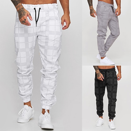 

Homme Pantalon Jogger Pantalon Pantalons décontractés Pantalon à carreaux avec cordon de serrage Taille elastique Imprimer Plaid Géométrie Extérieur Des sports Toute la longueur Formel Sport extérieur