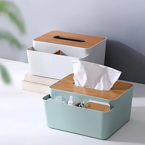 

1pc Haushalt einfache Holzmaserung Papierbox, Taschentuchbox für Restaurant und Wohnzimmer Desktop-Fernbedienung