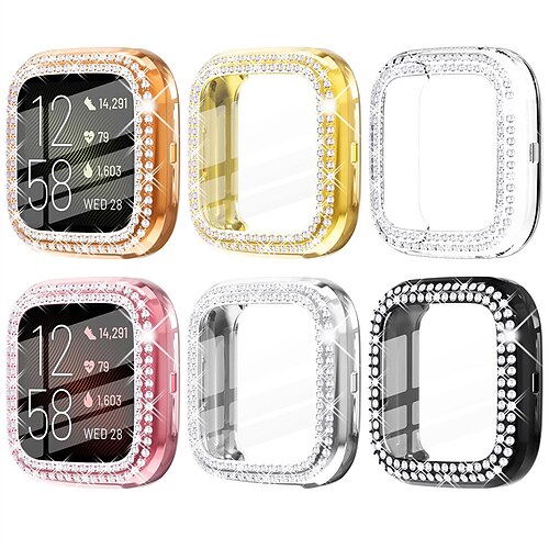 

6 pak Urkasse Kompatibel med Fitbit Versa 3 Sense / Versa 4 Sense 2 Bling diamant Stødsikker Hård pc Ur Etui