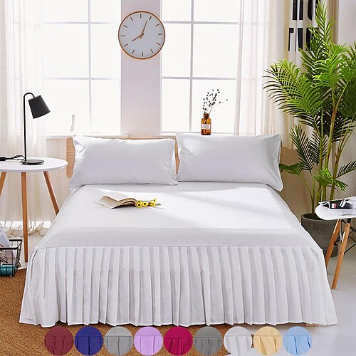 

Solid Color Bed Skirt Type Single Piece Bed Cover 1.8m Brushed Bed Cover Double Bed Sheet Simmons Mattress Protector