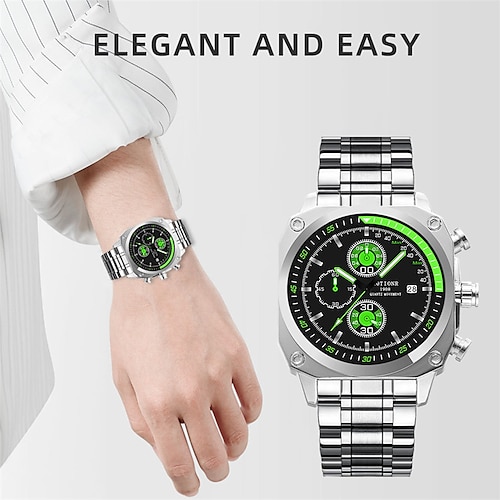 

NOTIONR Brand Men's Business Watch Waterproof Calendar Glow Sport Stainless Steel Quartz Watch