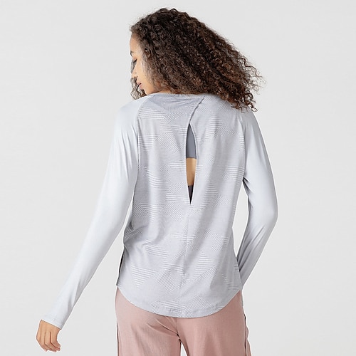 

Per donna Camicia da allenamento T-shirt da corsa Foro per pollice Scollatura posteriore Manica lunga Superiore Sportivo Athleisure Inverno Traspirante Traspirazione umidità Morbido Palestra Yoga