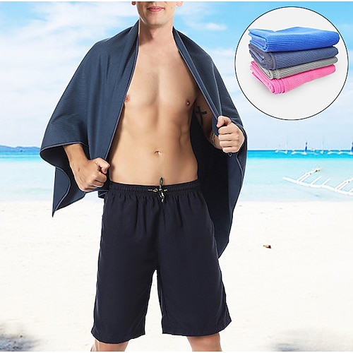 

Homme Femme Serviette de Refroidissement Extérieur Ultra léger (UL) Protection UV Respirable Doux Couleur unie Polyester Bleu Marine Bleu Roi Bleu Ciel pour