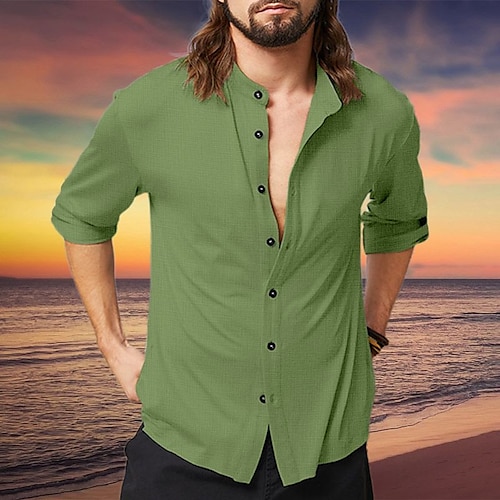 

Per uomo camicia di lino Camicia Camicia con bottoni Camicia estiva Camicia da spiaggia Bianco Rosa Blu Manica lunga Liscio Colletto Primavera estate Informale Giornaliero Abbigliamento