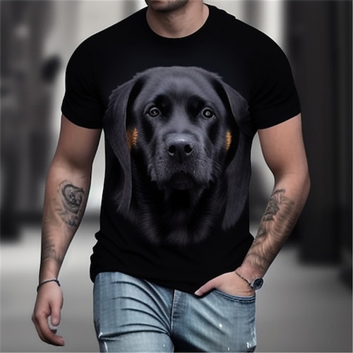 

Herre T-shirt Grafisk Dyr Hund Rund hals Tøj 3D-udskrivning udendørs Daglig Kortærmet Trykt mønster Mode Designer Årgang