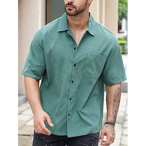 

Per uomo Camicia Camicia con bottoni Camicia estiva Maglietta informale Verde Manica corta Liscio Bavero Giornaliero Da mare Tasca frontale Abbigliamento Di tendenza Informale Comodo