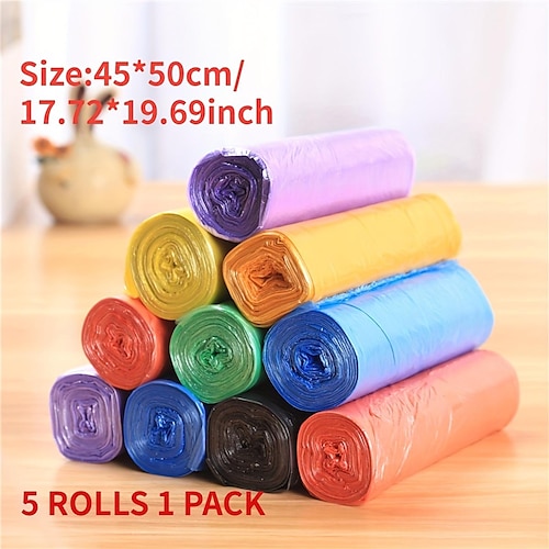 5 Rolls/pack 75pcs 4 Gallon Disposable Thin Trash Bags, Plastic Bags For  Kitchen Bathroom Office Restaurant Cleaning