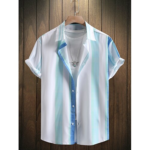 

Per uomo Camicia Camicia con bottoni Camicia estiva Maglietta informale Rosa Blu Arancione Manica corta Strisce Bavero Giornaliero Da mare Abbigliamento Di tendenza Informale Comodo