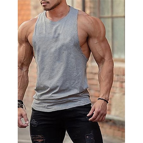 

Homme Débardeur Top Maillot de Corps T-shirt sans manches Plein Col Ras du Cou Extérieur Sortie Sans Manches Vêtement Tenue Mode Design Muscle