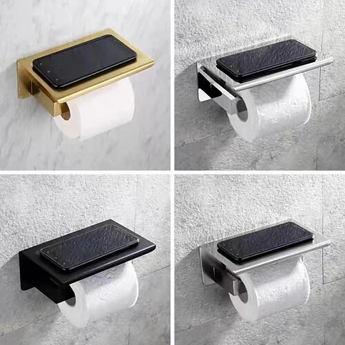 1pc Gold Stainless Steel Self-adhesive Toilet Paper Holder For Bathroom,  Wall Mounted Towel rack , Soap Dish Holder