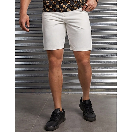 

Herre Shorts Chino Shorts Bermudashorts Lomme عادي Komfort Pustende utendørs Daglig Ut på byen Bomullsblanding Fritid Hvit