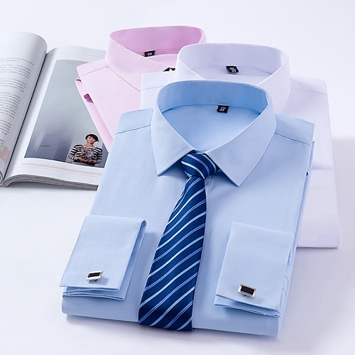 

camisa social masculina camisa de botão camisa de colarinho abotoaduras francesas colar trabalho trabalho negócios roupas manga longa roupas vestuário