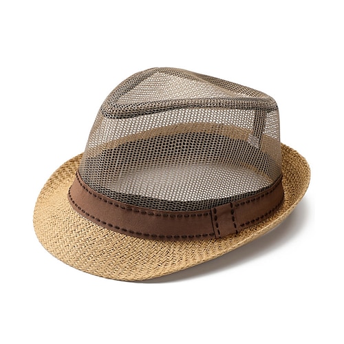 

Herre Stråhat Solhat Soaker hat Safari Hat Gambler hat Sort Dybblå polyester Rejse Strandstil Ferierejse Strand Vanlig Solcreme