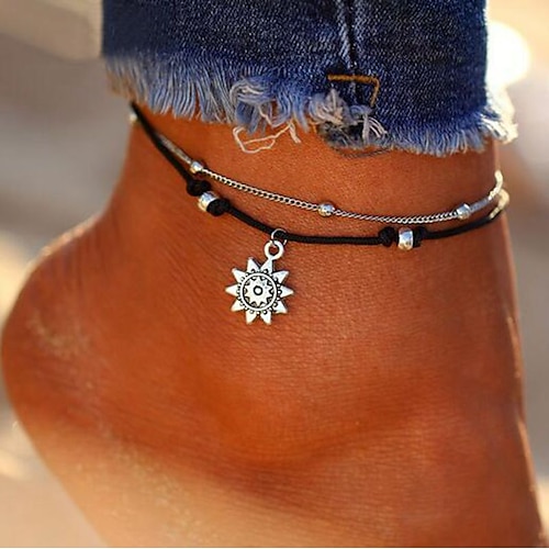 

Ankle Bracelet Stylish Simple Women's Body Jewelry For Daily Beach Classic Alloy Sun Silver 1pcs