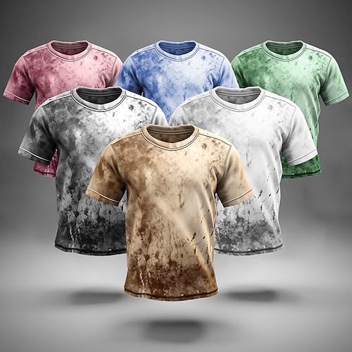

Herre Trænings-shirt Løbe-T-shirt Kortærmet Toppe Atletisk atletiktøj Åndbart Svedtransporende Blød Fitness Gym Træning Løb Sportstøj Sportstøj Batikfarvet Mørkegrå Rød Blå
