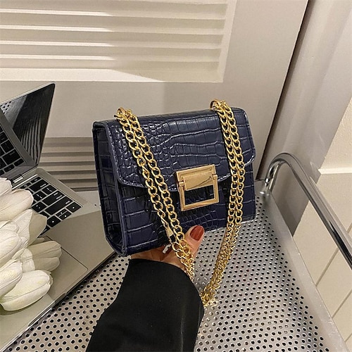 

Dame Crossbody-veske Skulderveske PU lær Daglig Kjede Holdbar Svart Hvit Gul
