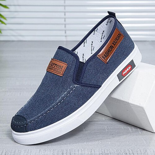 

Men's Loafers Slip-Ons Comfort Shoes Casual Outdoor Daily Walking Shoes Canvas Breathable Floral blue Grey Slogan Summer