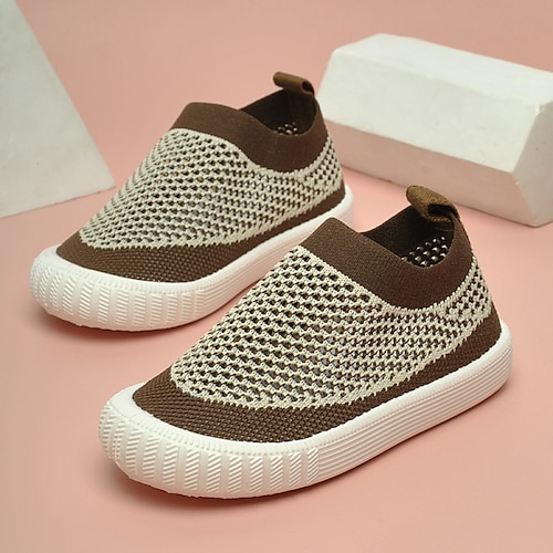 

Boys Girls' Sneakers Sports Outdoors School Shoes Knit Breathability Non-slipping School Shoes Little Kids(4-7ys) Casual Daily Leisure Sports Running Shoes Pink Beige Summer Spring