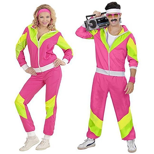 

Scheibe 1980er HipHop Streetstyle Barbiecore Austattungen Sportbekleidung Herren Damen Kostüm Jahrgang Cosplay Casual Langarm oben Maskerade