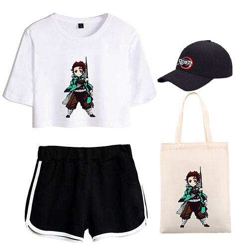 

Demon Slayer: Kimetsu no Yaiba Kamado Tanjiro Maglietta Pantaloncini Cappellino da baseball Stampa Grafica Borsa Pantaloncini Cappelli Per Per donna Per adulto Stampa a caldo 100% poliestere Casual