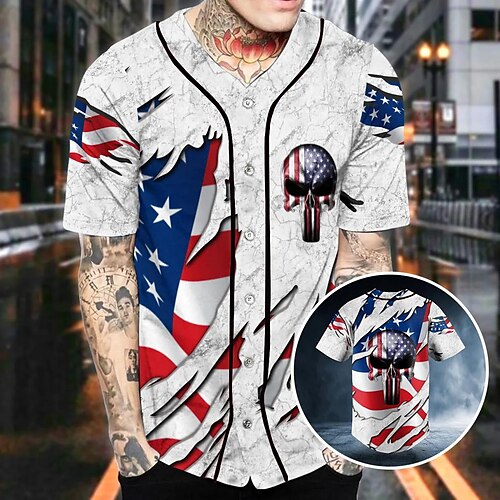 

Herre Baseball Jersey Baseball skjorte Åndbart Letvægt Svedreducerende Kortærmet Trøye Trøje Regulær Trykt Sommer Gym Træning Tennis Golf