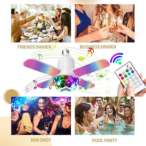 

lâmpada colorida led e27 lâmpada de 4 folhas música bluetooth áudio dobrável controle remoto projeção de natal luz estrelada