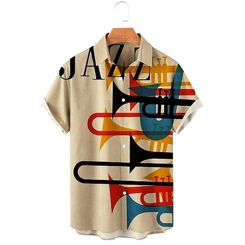 

Per uomo Camicia Stampe astratte Chitarra Collo ripiegabile Giallo Marrone Strada Informale Maniche corte Bottone giù Stampa Abbigliamento Sportivo Di tendenza Streetwear Originale