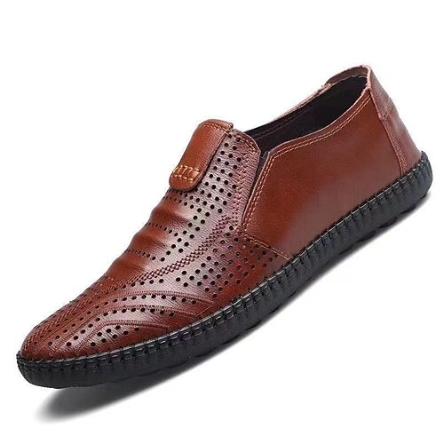 

Herre Tøfler & Slip-ons Mokasin Afslappet Daglig Gang PU Åndbart Sort Sommer Forår