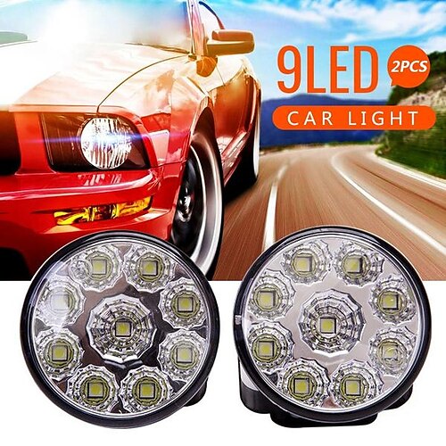 

Otolampara 2 uds universal led drl 9w led coche brillante drl cabeza delantera redonda lámparas de luz antiniebla luces de circulación diurna 6000k ligereza blanca