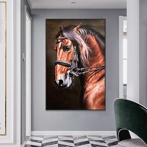 

Handpainted Oil Painting Canvas Wall Art Decoration Modern Abstract Animal Cool Horse for Home Wall Decor