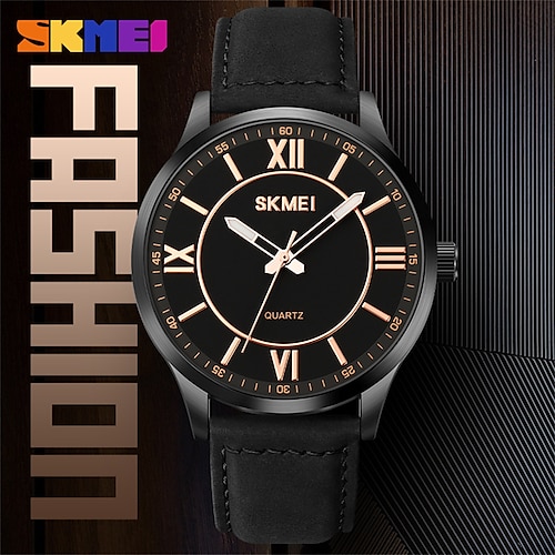 

skmei Herren Quarzuhr großes Zifferblatt Business Casual minimalistisch analoge Armbanduhr wasserdicht Dekoration Lederband Uhr