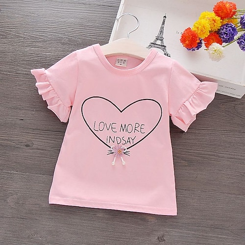 

Bambino (1-4 anni) Da ragazza maglietta Cartoni animati Esterno Manica corta Attivo 3-7 anni Estate T-shirt grande amore rosa rossa T-shirt cuore grande rosa T-shirt cuore grande viola