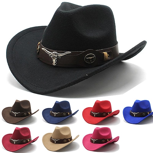 

Wide Brim Western Cowboy Hats Belt Buckle Panama Hat Ameirican 18th Century 19th Century State of Texas Cowboy Hat Men's Women's Costume Vintage Cosplay Hat