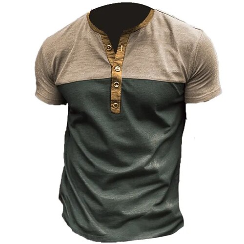 

Per uomo Camicia Henley T-shirt Color Block Henley Strada Da mare Maniche corte Abbigliamento Di tendenza Originale Essenziale