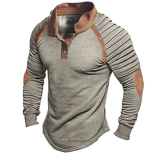 

Herren Sport-Polo Poloshirt Casual Festtage Kargen Langarm Modisch Basic Farbblock Rüschen Sommer Regular Fit Schwarz Grün Weiß Sport-Polo