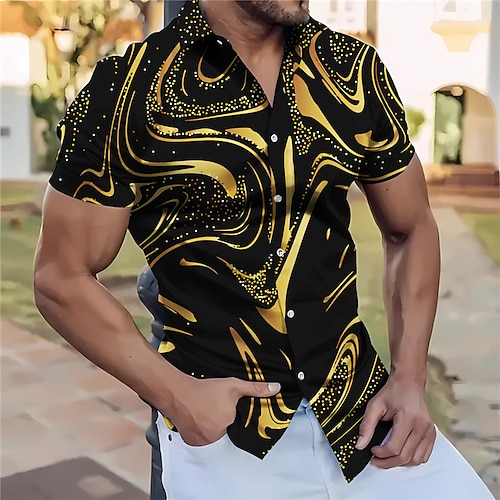 

Homme Chemise Dégradé Imprimés Photos Col rabattu Argent Rouge Bleu Dorée Extérieur Plein Air Manches courtes Imprimer Vêtement Tenue Mode Vêtement de rue Design Décontractées