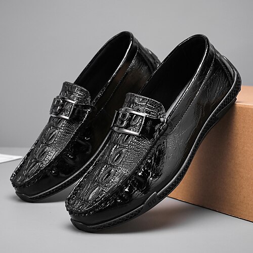 

Men's Unisex Loafers Slip-Ons Business Casual Outdoor Daily PU Black Spring Fall