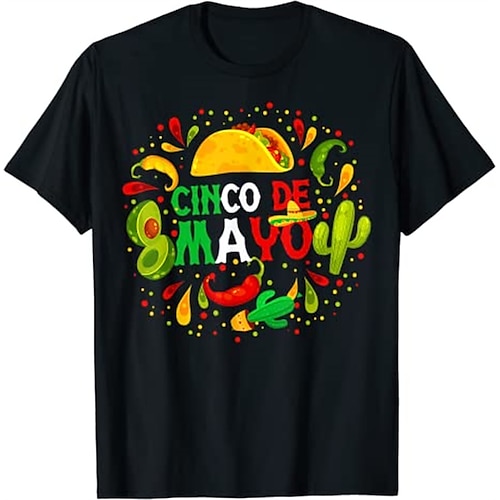 

camiseta mexicana cinco de mayo fiesta camiseta estampada estilo callejero camiseta para hombres mujeres unisex adultos estampado en caliente 100% algodón casual diario