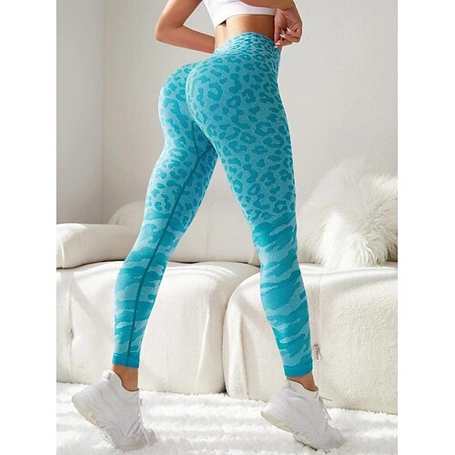 

Per donna Ghette Scrunch Butt Zampa di elefante Fasciante in vita Sollevamento dei glutei Stretching a 4 vie Vita alta Yoga Fitness Allenamento in palestra Calze / Collant / Cosciali Leopardato Nero