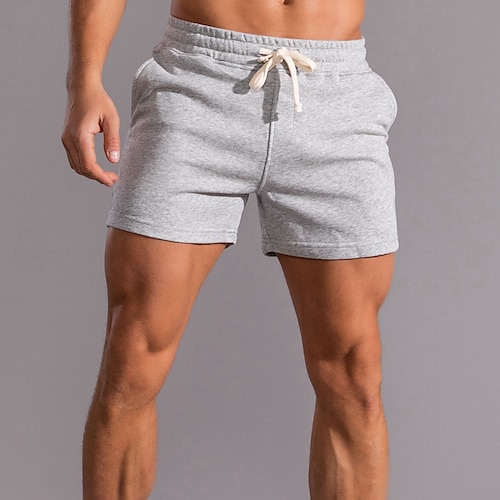 Men's Athletic Shorts Sweat Shorts Running Shorts Pocket Plain Comfort Breathable Outdoor Daily Going out Fashion Casual Black White