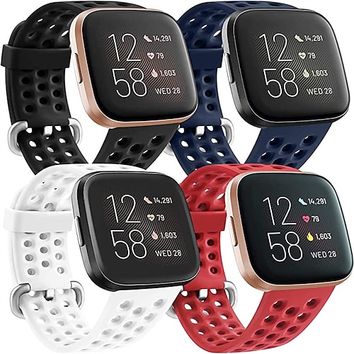 

Paquete de 4 Correa de Smartwatch Compatible con Fitbit Versa 2 / Versa Lite / Versa SE / Versa TPU Reloj inteligente Correa Ajustable Transpirable Bucle en solitario Correa Deportiva Reemplazo