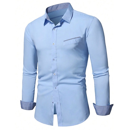 

Per uomo Camicia Camicie Camicia con bottoni Bianco Blu Blu scuro Manica lunga Liscio Collo ripiegabile Primavera & Autunno Per uscire Casual / quotidiano Abbigliamento Di base